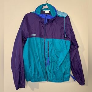 Vintage Columbia Jacket Mens Teal Purple Radial Sleeve Windbreaker 90s Gorpcore
